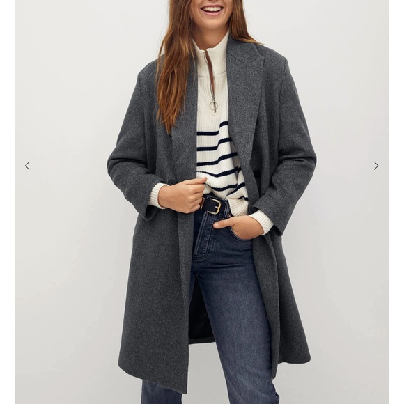 Buttoned gray wool coat - Picture 1 of 3
